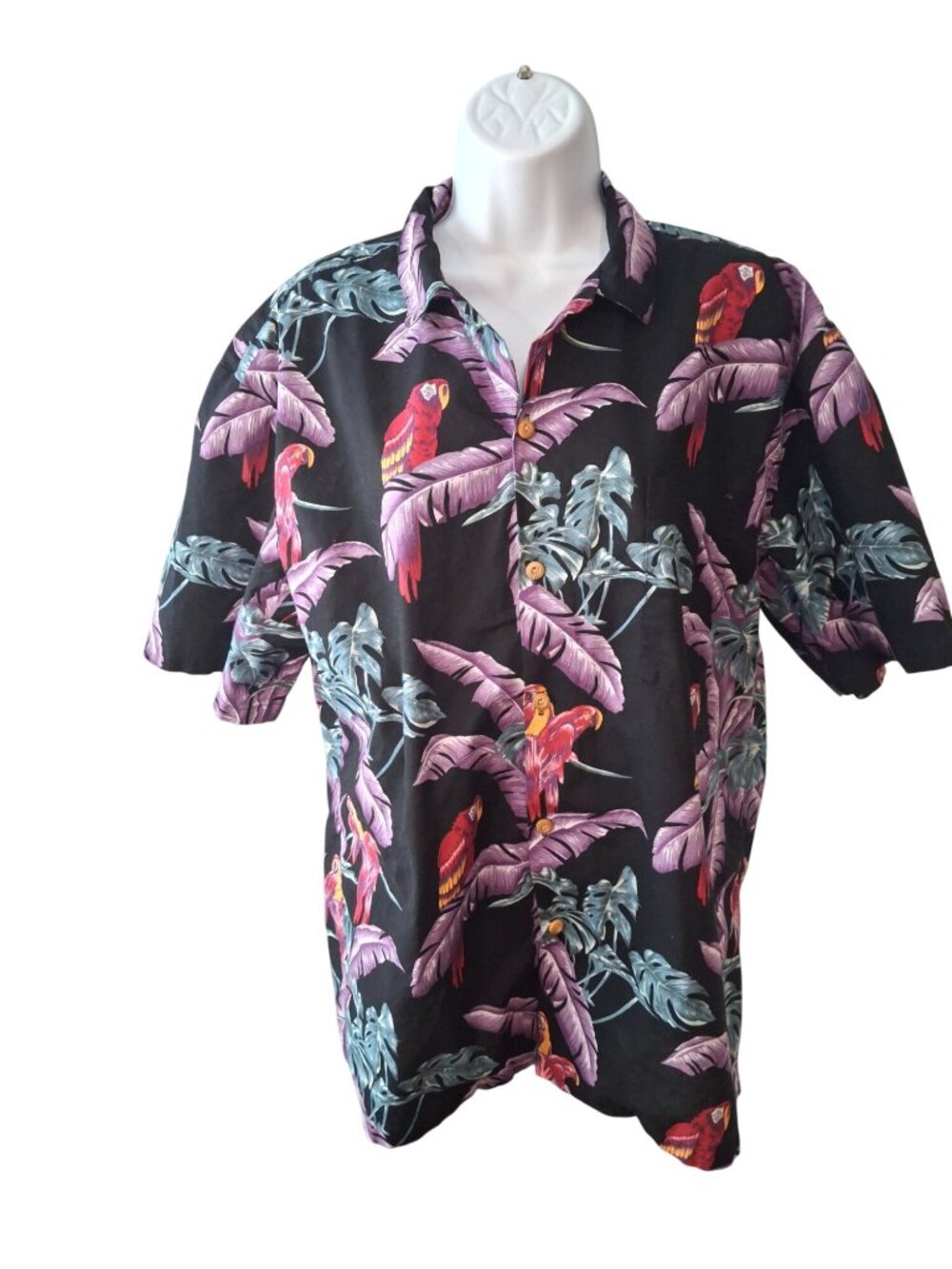 Paradise Found Hawaiian Set Large Parrot Shirt Shorts Tropical Aloha Resort